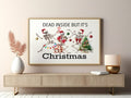 Dead Inside But It's Christmas gothic wall art in a festive interior