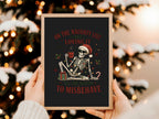 Naughty List skeleton Christmas print close-up