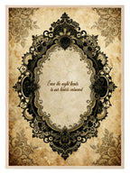Black Lace Oval Frame Even the night bends to our hearts entwined wall art print