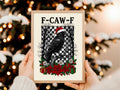 F-CAW-F gothic raven Christmas print close-up