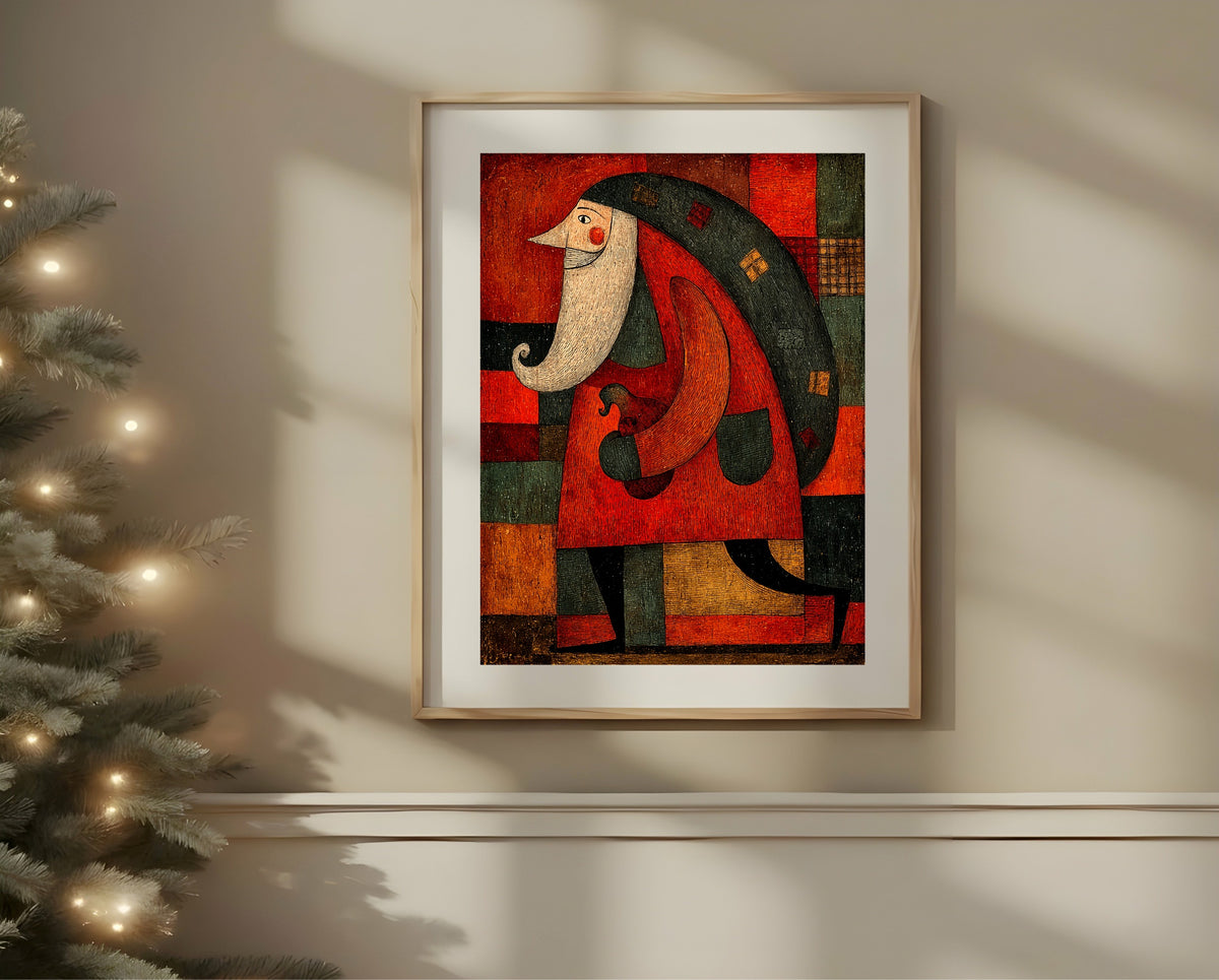 Abstract Santa design one Christmas wall art