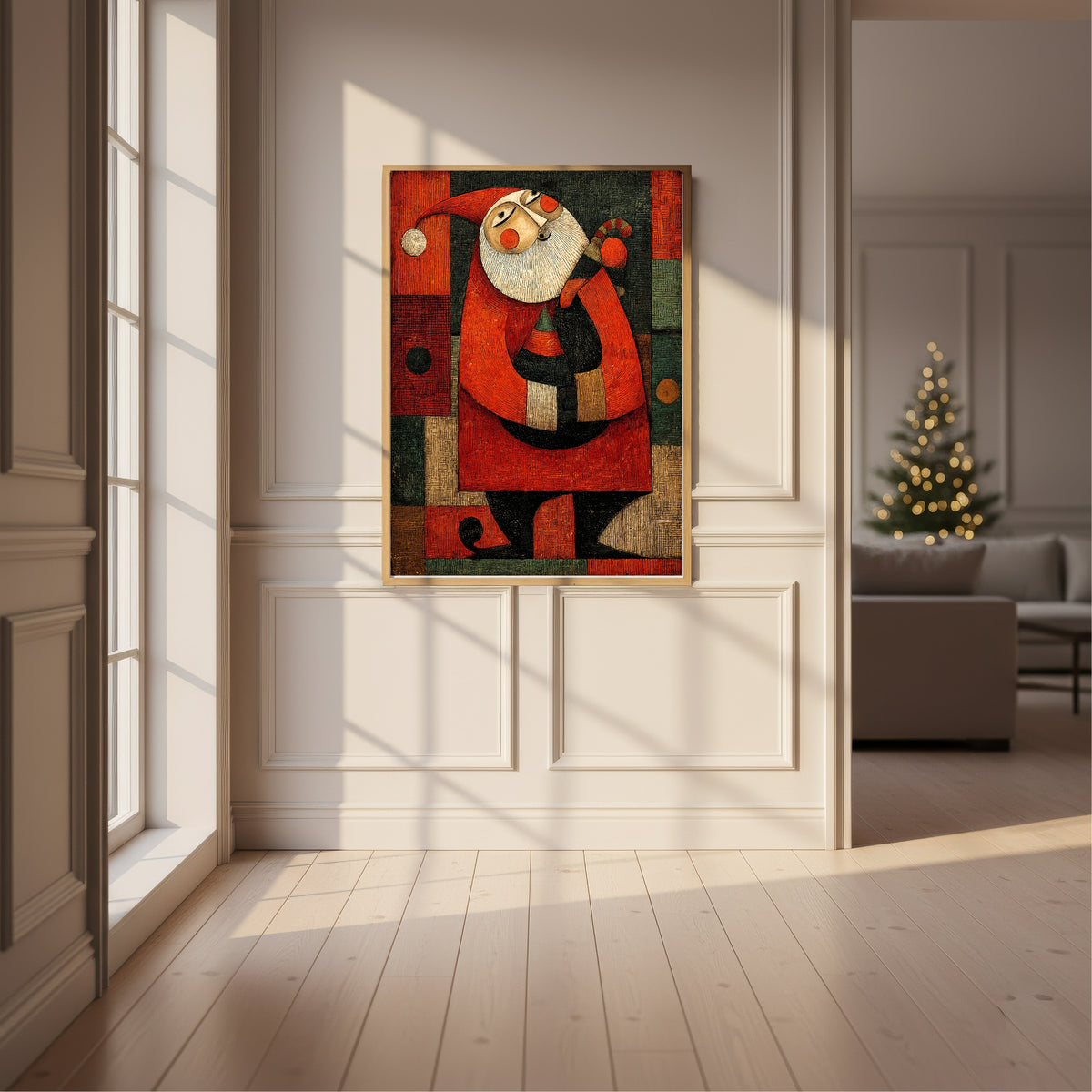 Abstract Santa design two Christmas wall art