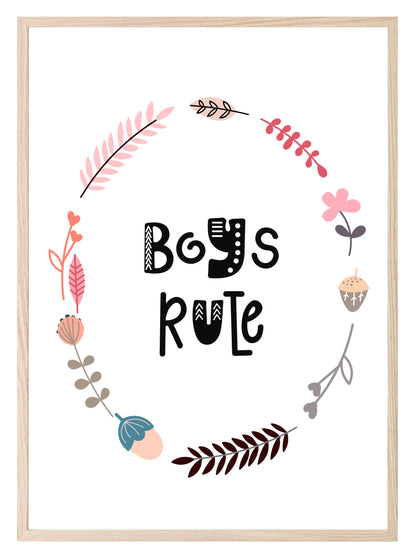 Boys Rule Print | Scandinavian Inspired Kids Wall Art