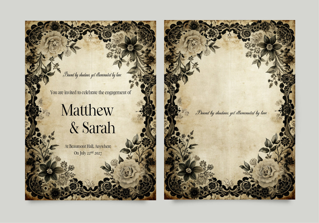 Gothic Engagement Welcome Party Sign | Black Rose