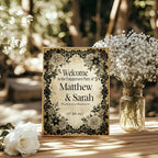 Gothic Engagement Welcome Party Sign | Black Rose