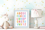Pastel Stripe Alphabet Educational Wall Art Poster | Blue, Pink or Mint Green - Larosier Prints