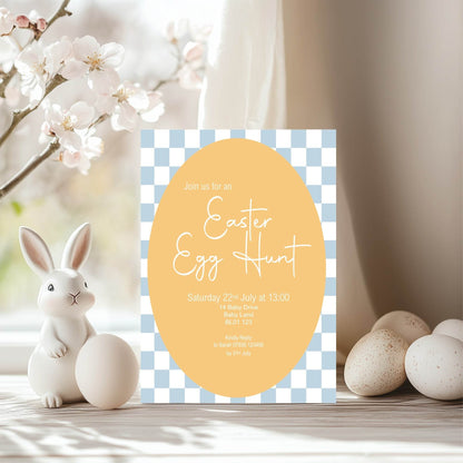 Pastel Checkerboard Easter Egg Hunt Invitations & Envelopes | Pack of 10
