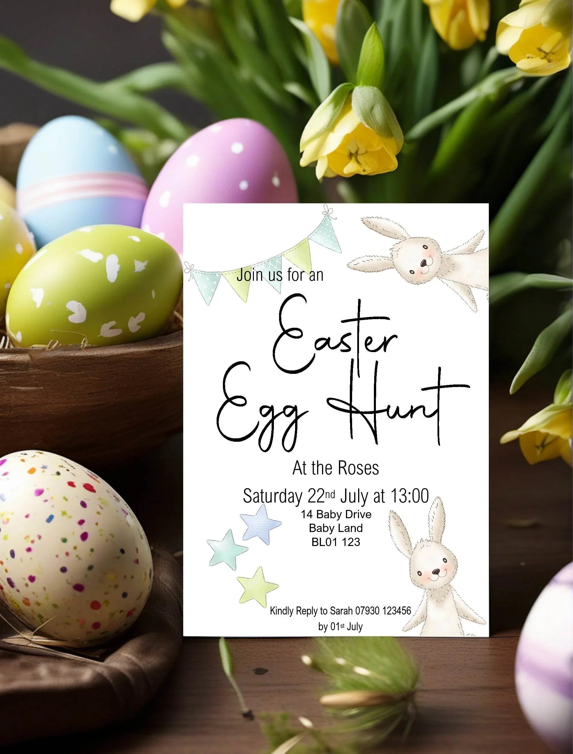Some Bunny Easter Egg Hunt Invitations & Envelopes | Pack of 10 - Larosier Prints