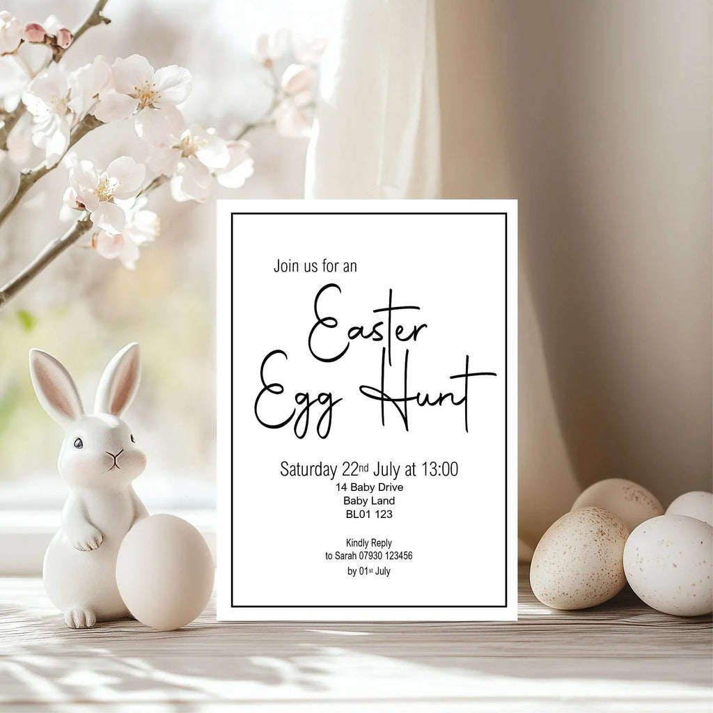 Minimalist Easter Egg Hunt Invitations & Envelopes | Pack of 10 - Larosier Prints