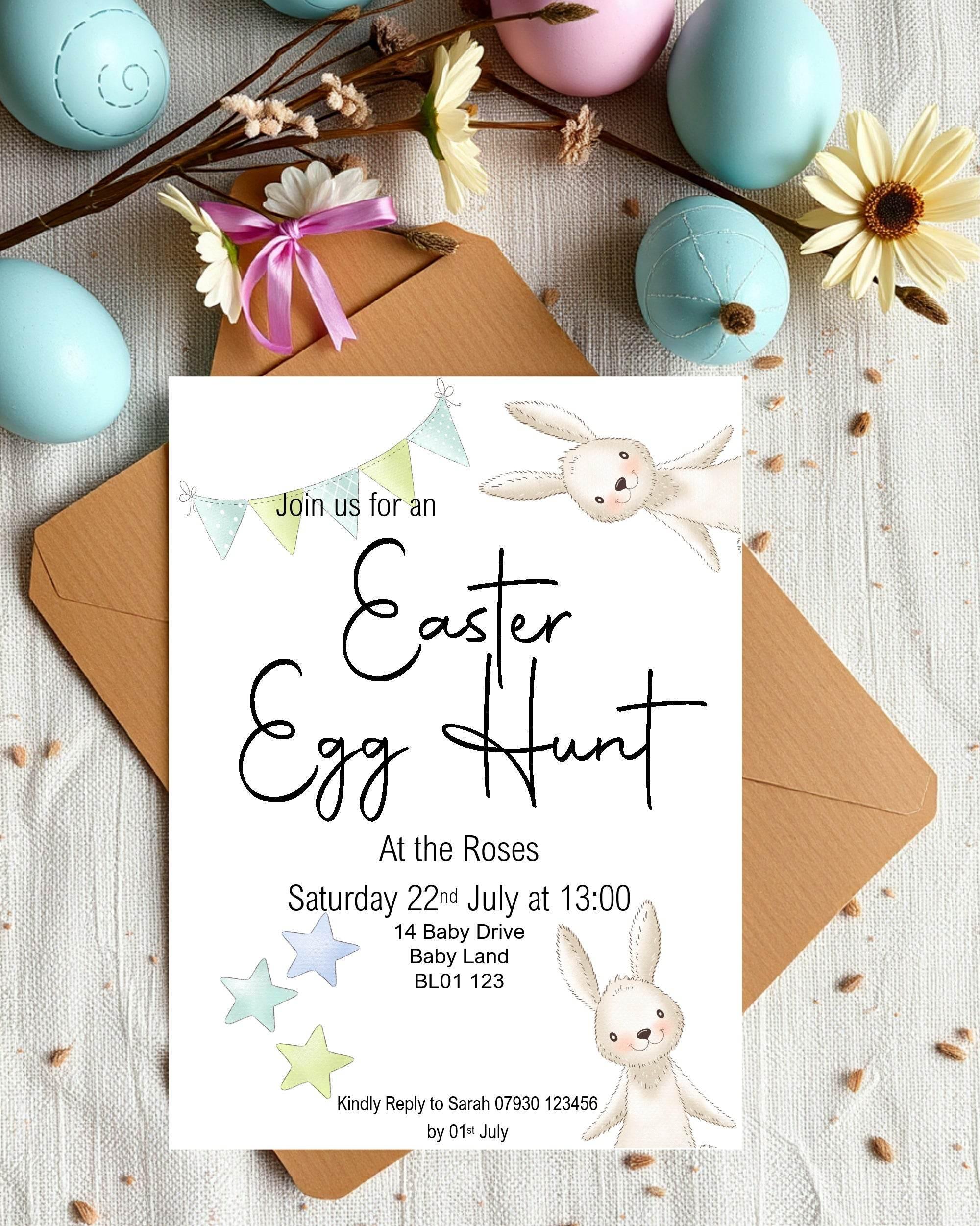 Some Bunny Easter Egg Hunt Invitations & Envelopes | Pack of 10 - Larosier Prints