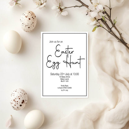 Minimalist Easter Egg Hunt Invitations & Envelopes | Pack of 10