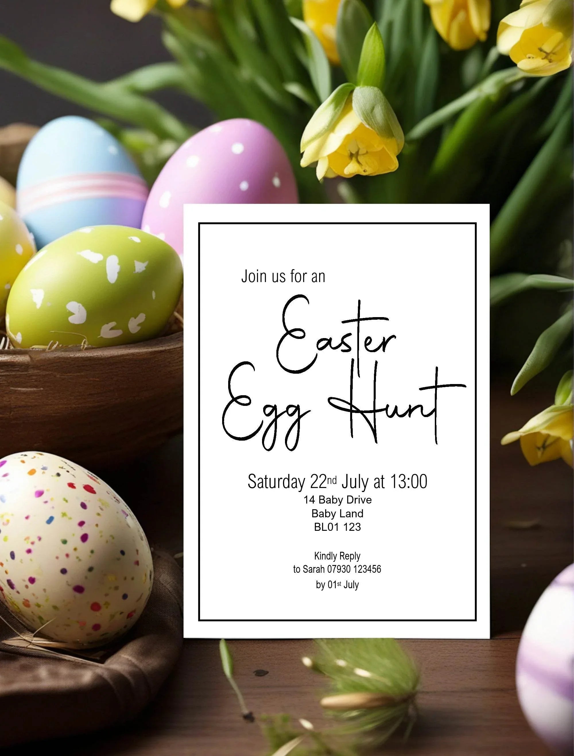 Minimalist Easter Egg Hunt Invitations & Envelopes | Pack of 10 - Larosier Prints