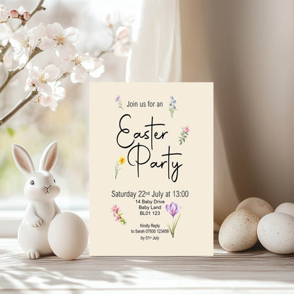 Spring Flowers Easter Party Invitations & Envelopes | Pack of 10