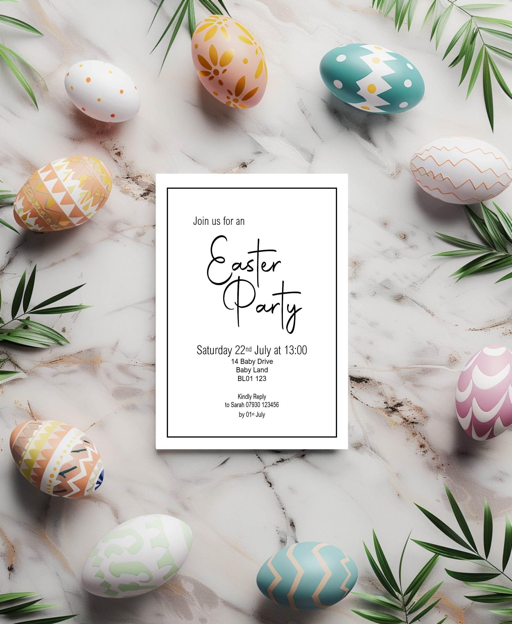Minimalist Easter Party Invitations & Envelopes | Pack of 10 - Larosier Prints