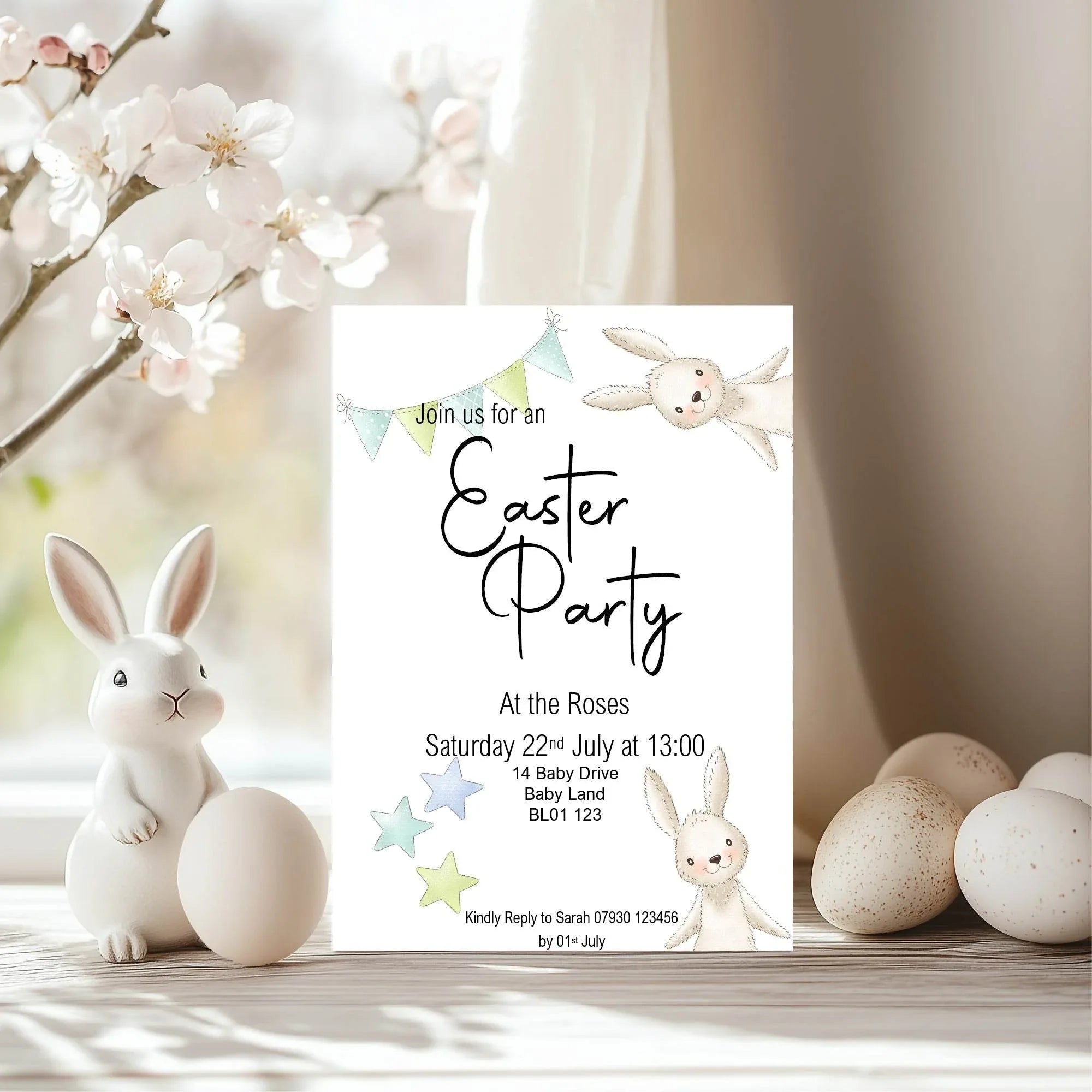 Some Bunny Easter Party Invitations & Envelopes | Pack of 10 - Larosier Prints
