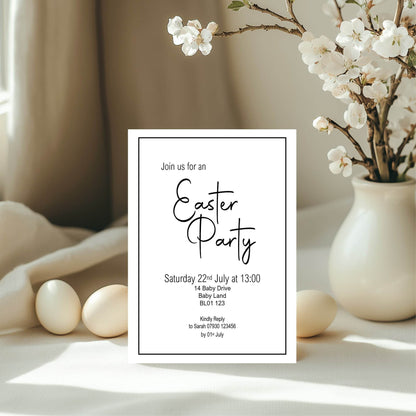 Minimalist Easter Party Invitations & Envelopes | Pack of 10
