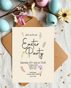 Spring Flowers Easter Party Invitations & Envelopes - printed invitation design example, image 2