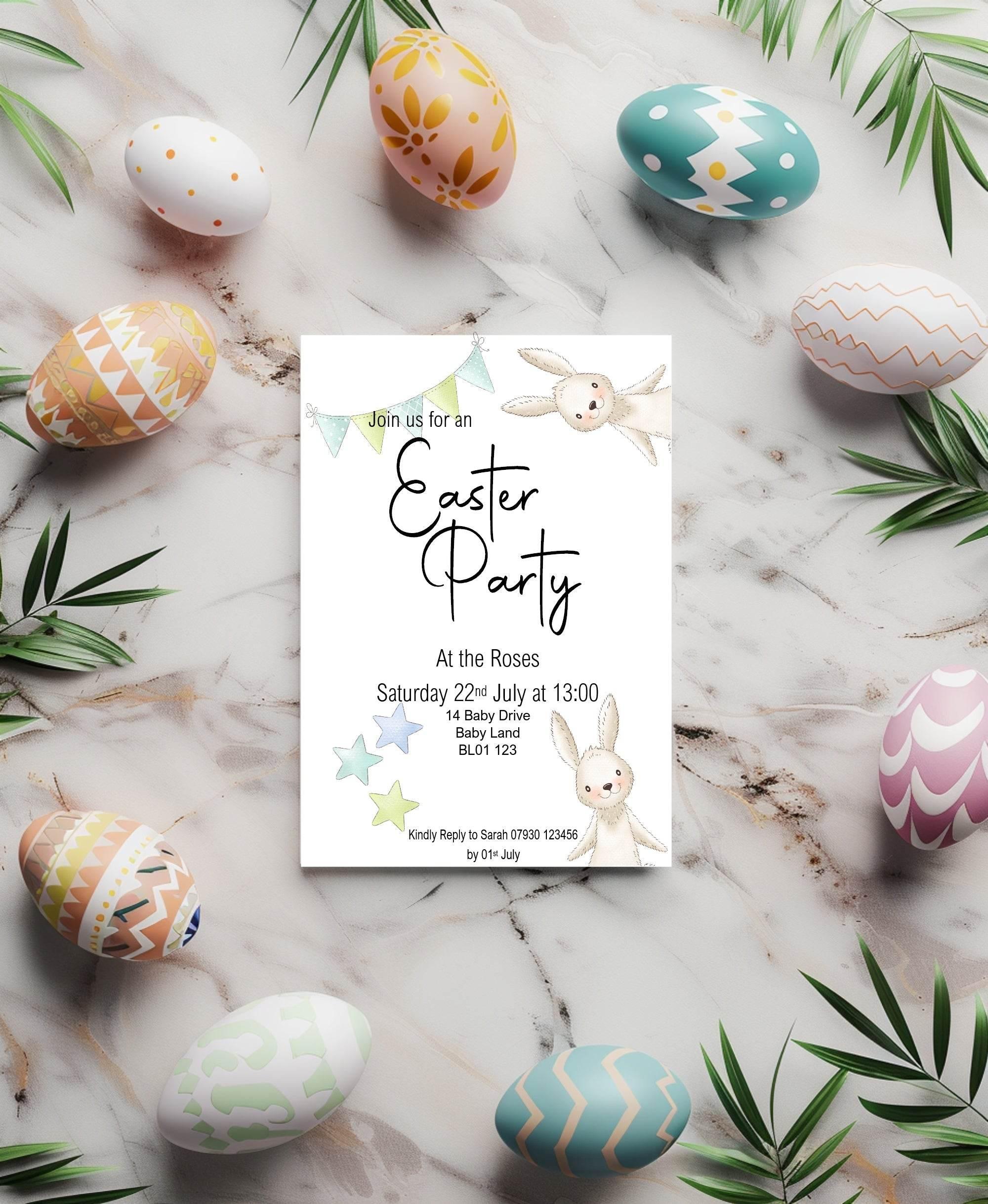 Some Bunny Easter Party Invitations & Envelopes | Pack of 10 - Larosier Prints