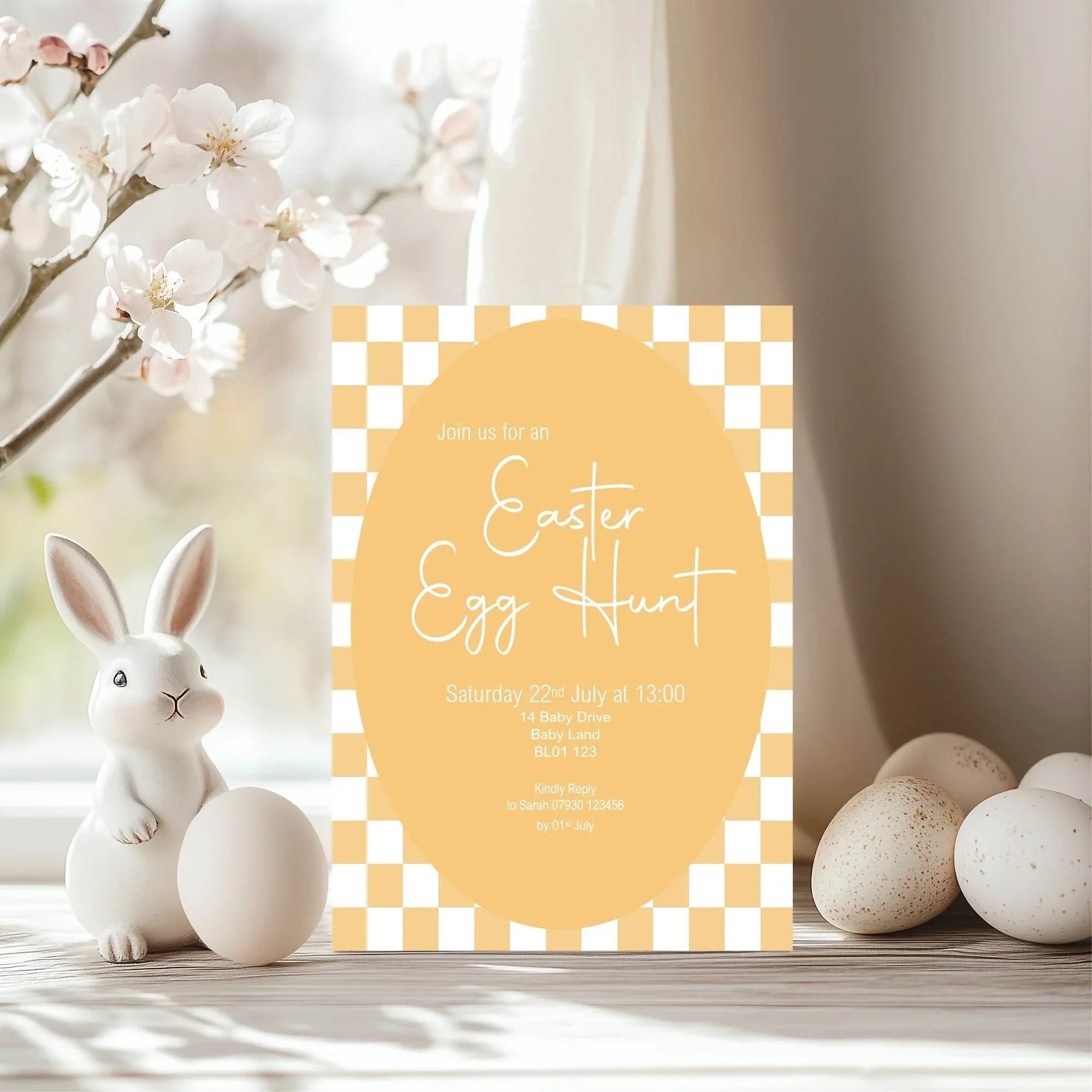 Pastel Checkerboard Easter Egg Hunt Invitations & Envelopes | Pack of 10 - Larosier Prints