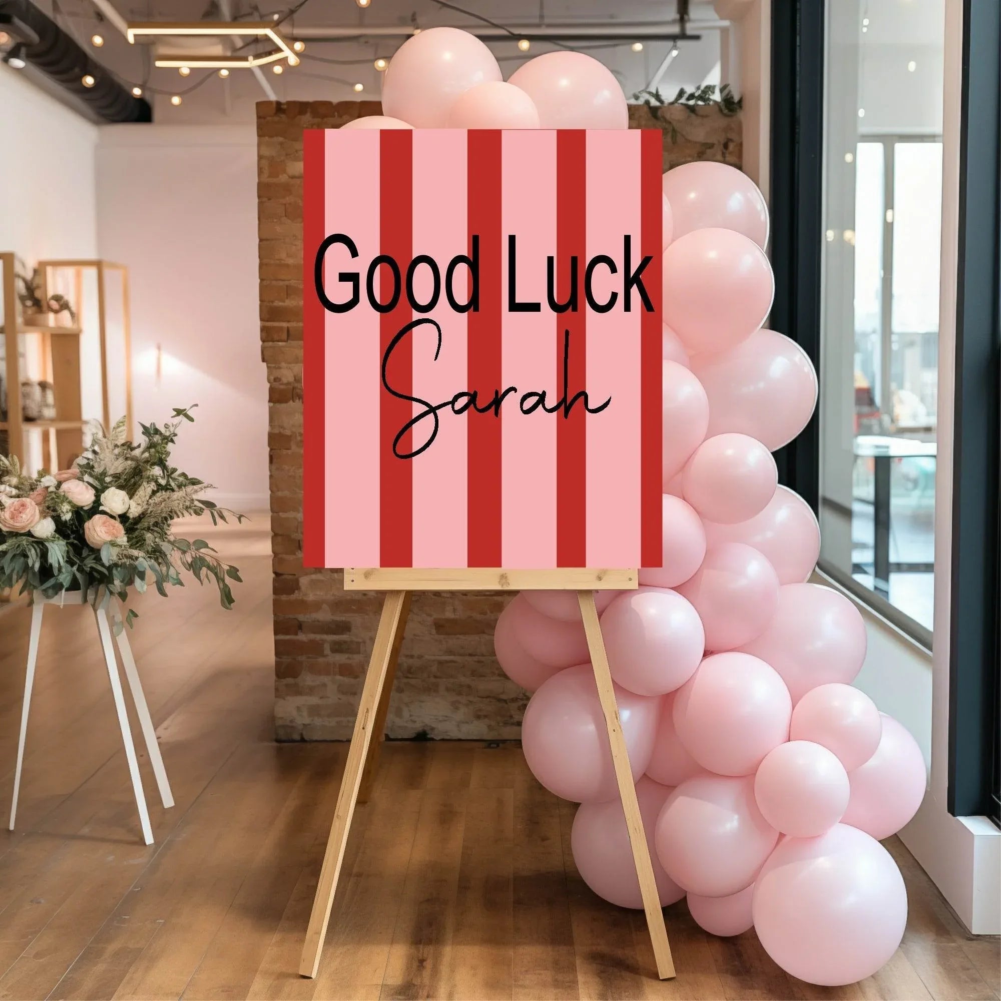 Red & Pink Good Luck Party Sign - Larosier Prints