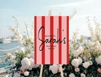 Red & Pink Stripe Welcome Divorce Party Sign - Larosier Prints