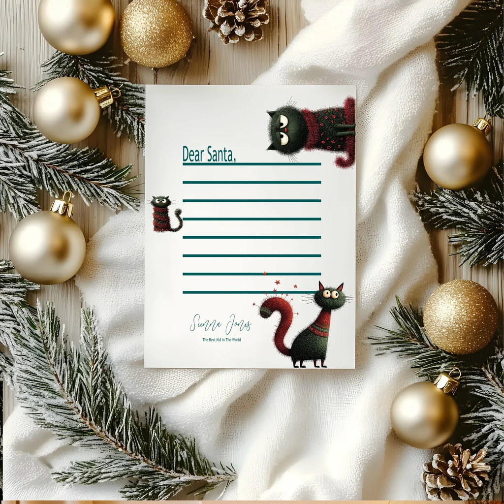 Christmas Cat Letter to Santa Kit inc Personalised Forever Print - Larosier Prints