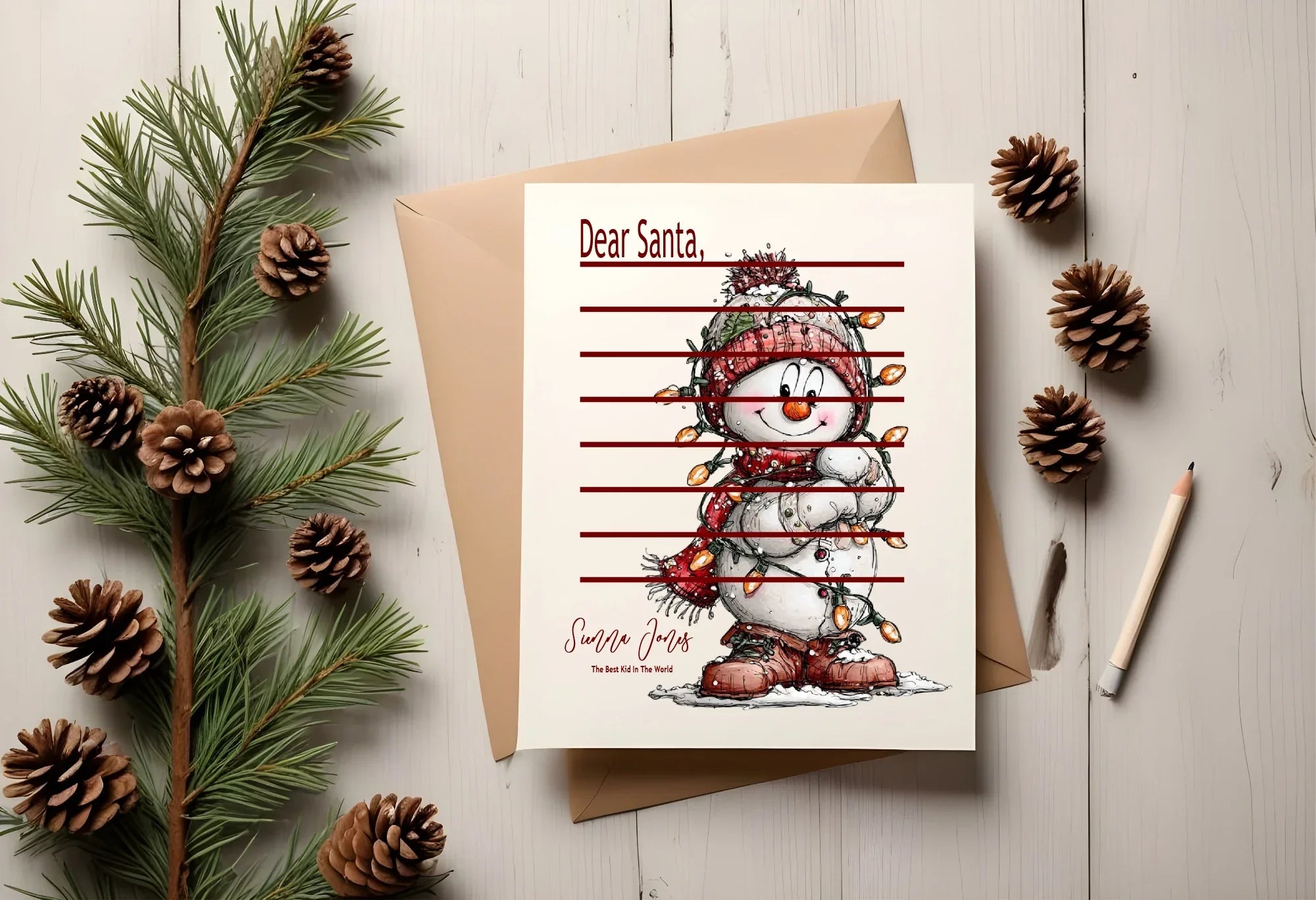 Christmas Snowman Letter to Santa Kit inc Personalised Forever Print - Larosier Prints