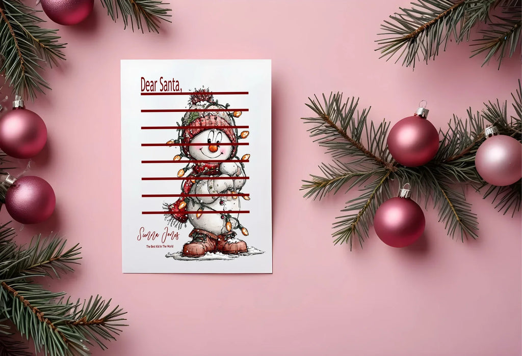 Christmas Snowman Letter to Santa Kit inc Personalised Forever Print - Larosier Prints