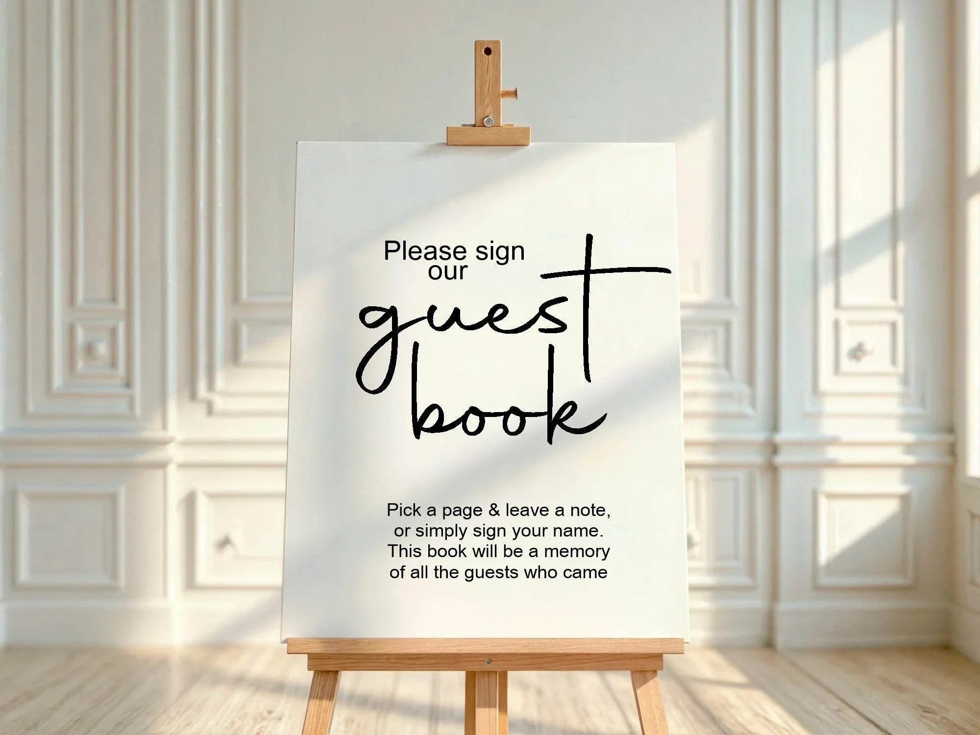 Minimalist Guest Book Baby Shower Party Sign | Black & White - Larosier Prints