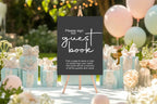 Minimalist Noir Guest Book Baby Shower Party Sign - Larosier Prints