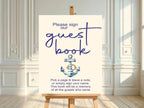 Nautical custom baby shower party sign example: Nautical Guest Book Baby Shower Party Sign