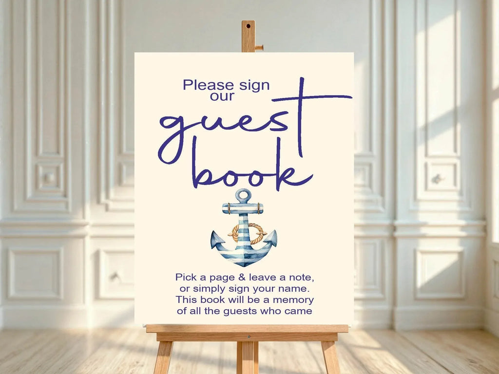 Nautical Guest Book Baby Shower Party Sign - Larosier Prints