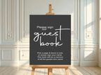 Minimalist Noir Guest Book Baby Shower Party Sign - Larosier Prints