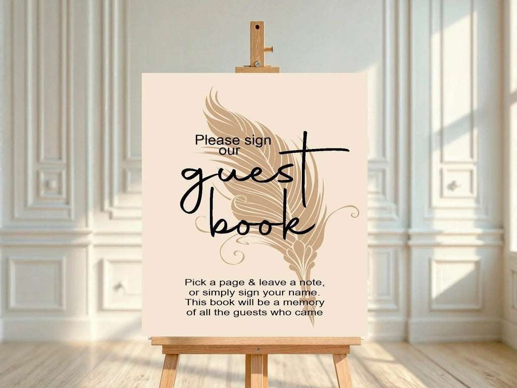 Vintage Guest Book Baby Shower Party Sign - Larosier Prints