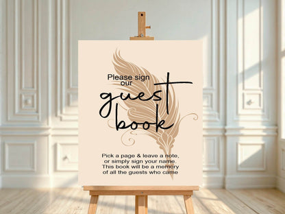 Vintage Guest Book Baby Shower Party Sign