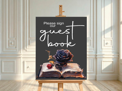 Gothic Guest Book Baby Shower Party Sign
