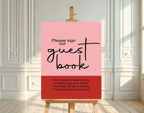 Red & Pink Guest Book Baby Shower Party Sign - Larosier Prints