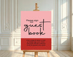 Red & Pink custom baby shower party sign example: Red & Pink Guest Book Baby Shower Party Sign