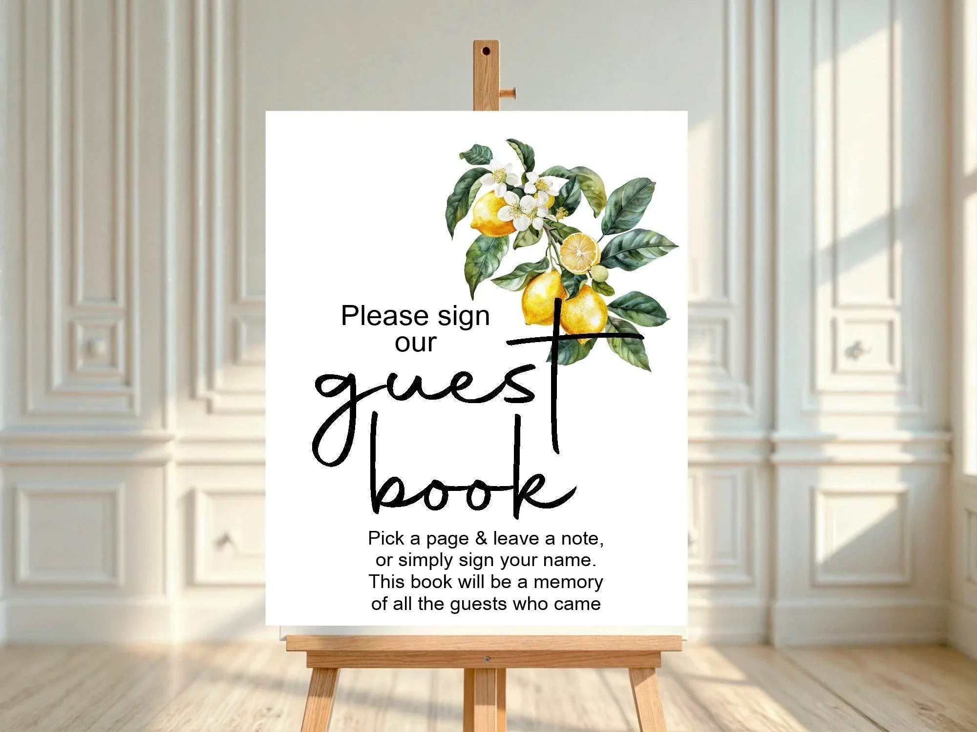 Lemon Tea Guest Book Baby Shower Party Sign - Larosier Prints