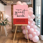 Red & Pink Guest Book Baby Shower Party Sign - Larosier Prints