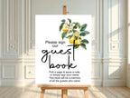 Lemon Tea custom baby shower party sign example: Lemon Tea Guest Book Baby Shower Party Sign