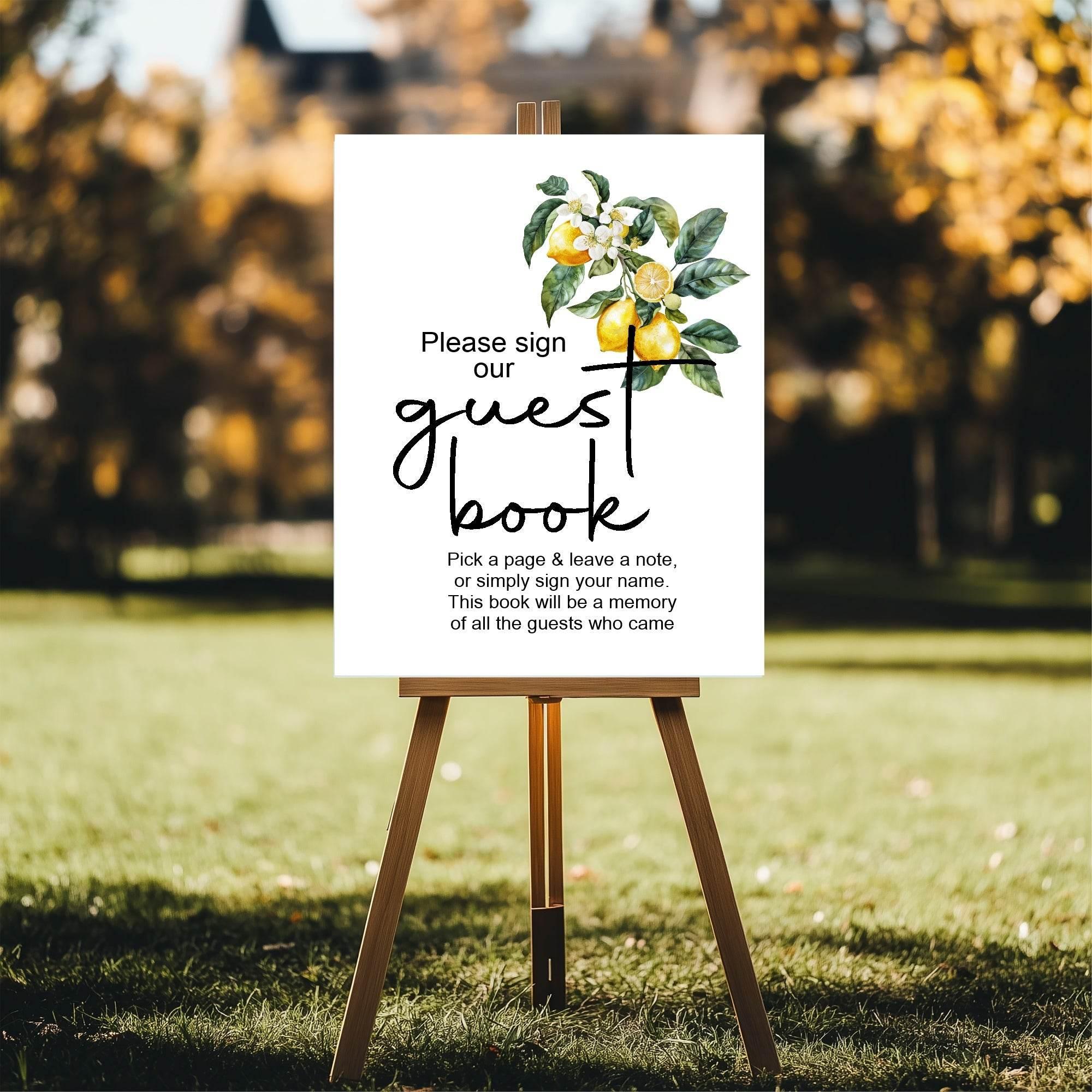Lemon Tea Guest Book Baby Shower Party Sign - Larosier Prints