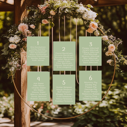 Willow Individual Table Plan Party Sign