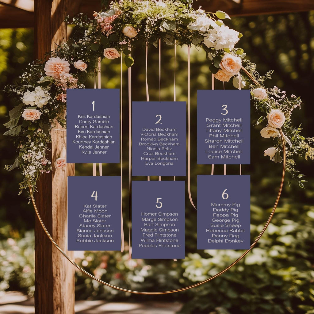 Sapphire Individual Table Plan Party Sign - Larosier Prints