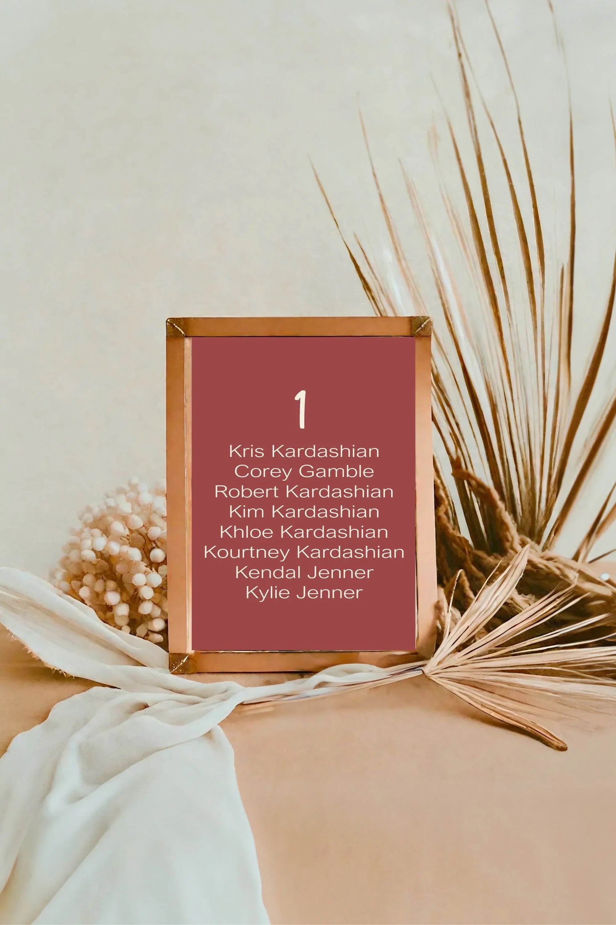 Rosewood Individual Table Plan Party Sign - Larosier Prints