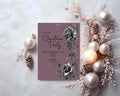 Gothic Purple Rose Christmas Party Invitations & Envelopes | Pack of 10 - Larosier Prints