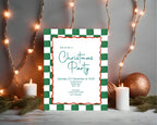 Green Check Christmas Party Invitations & Envelopes | Pack of 10 - Larosier Prints