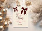 Red Velvet Bow Christmas Party Invitations & Envelopes | Pack of 10 - Larosier Prints