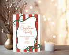 Red Stripe Christmas Party Invitations & Envelopes | Pack of 10 - Larosier Prints