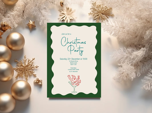 Drunk Santa Christmas Party Invitations & Envelopes | Pack of 10